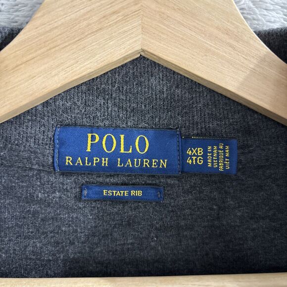 Polo Ralph Lauren Sweater Mens 4XB Gray Estate Rib 1/4 Zip Multicolored Pony - Picture 3 of 6